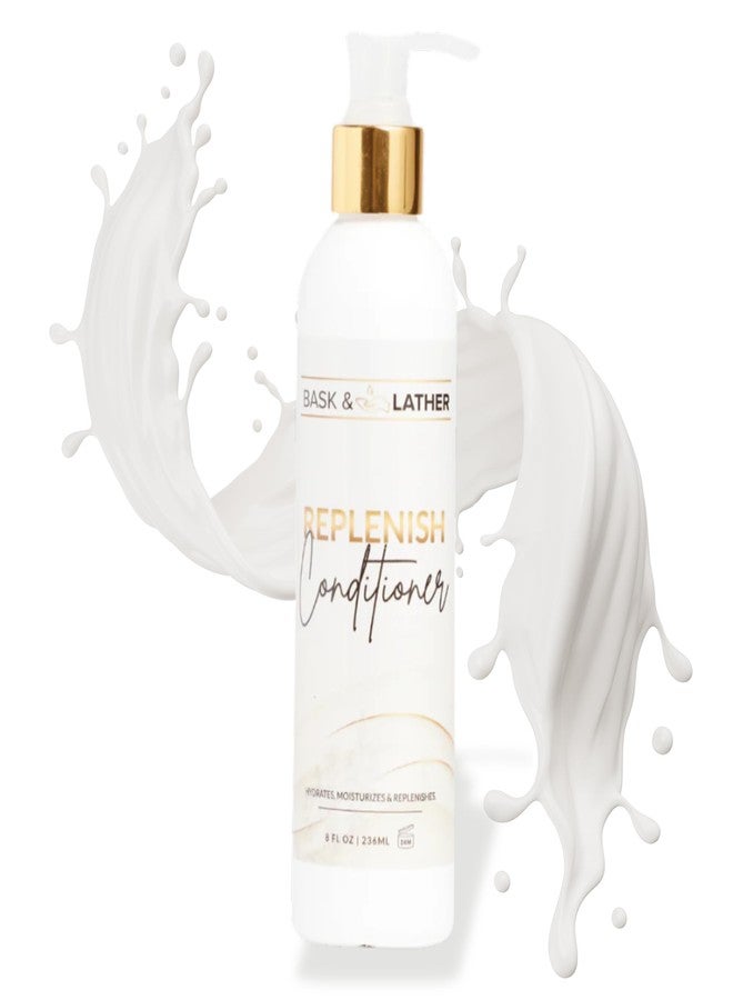 BASK & LATHER Replenish Conditioner – Deep Hydrating, Natural Formula for Elasticity & Detangling, Silicone-Free, Paraben-Free, Color-Safe, 8 oz - Image 1